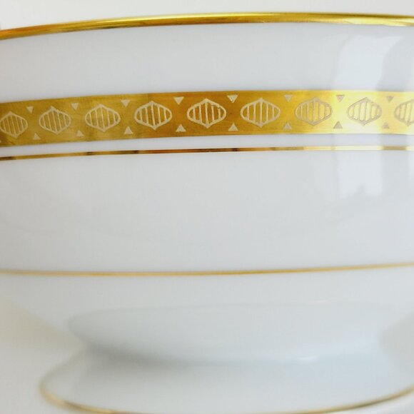 Noritake Richmond Creamer & Sugar Bowl White Base Gold Etched Band Elegant Tea - Picture 11 of 15